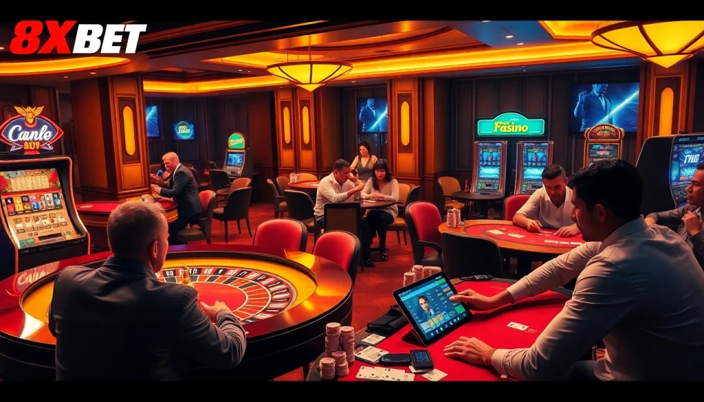 Experience the thrill of 8XBET as players engage in exhilarating casino activities, from poker to slots.