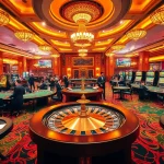 Tobet 88 showcases thrilling casino excitement with players at poker tables and a vibrant roulette wheel.