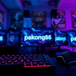 Catch the vibrant gaming environment showcasing pakong86 with dynamic lighting and sleek hardware.