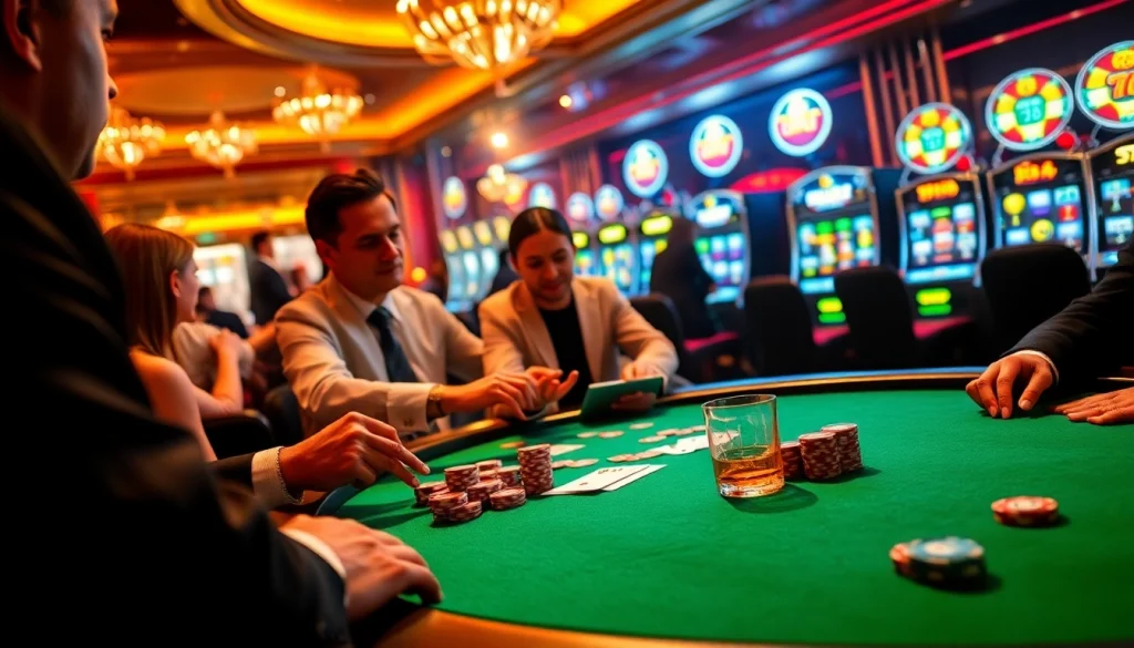 The high-stakes poker game at 8XBET featuring intense players, colorful chips, and expertly dealt cards.