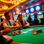The high-stakes poker game at 8XBET featuring intense players, colorful chips, and expertly dealt cards.