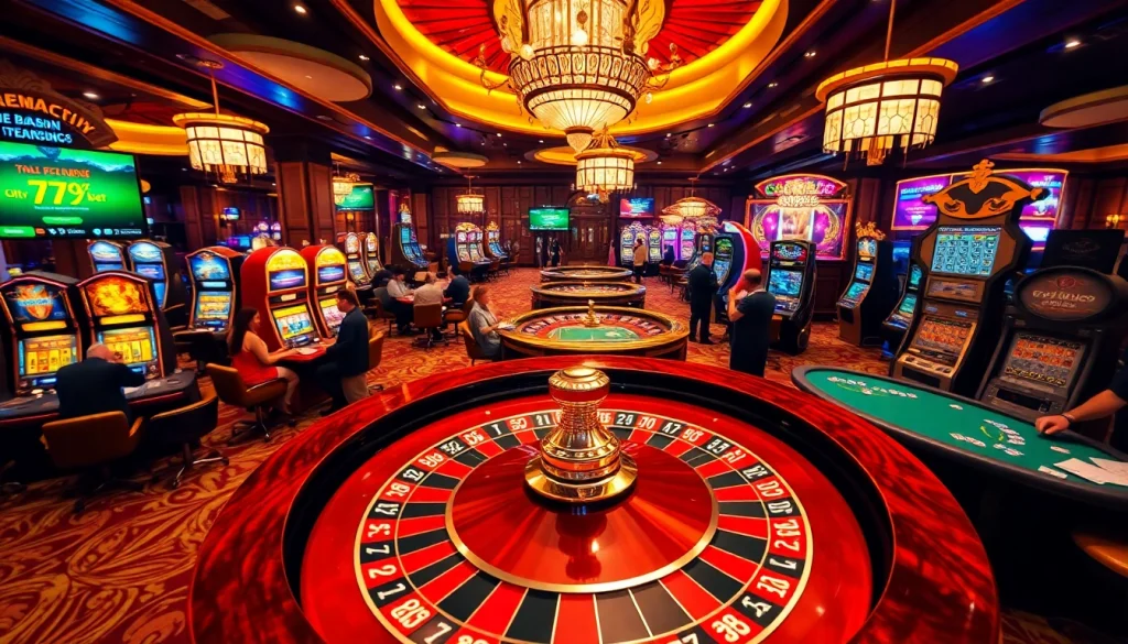 Experience the excitement of gambling at https://789bet.racing/ with vibrant casino tables, poker chips, and a roulette wheel spinning in action.