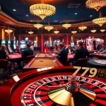 Players engaging at a lively casino with 789BET branding on a betting slip, showcasing excitement in gambling activities.