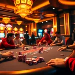 Experience the excitement of intense poker games featuring the keyword 88aa amidst stunning casino decor and vibrant player interactions.