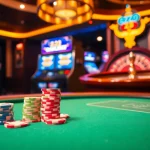 Experience thrilling poker games at e28 casino with vibrant tables and colorful chips.