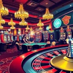 Experience the thrill of gambling at fa88 with players enjoying poker and roulette in a luxurious casino setting.