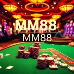 MM88 casino scene showcasing thrilling poker and roulette gameplay with vibrant colors and lively ambiance.