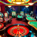 Experience giải mã nhà cái with players at roulette and poker tables in an upscale casino setting.