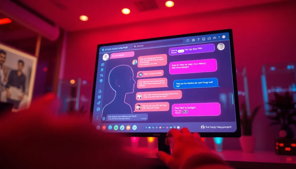 AI sexchat conversation displayed on a vibrant digital interface, showcasing engaging chat dynamics.