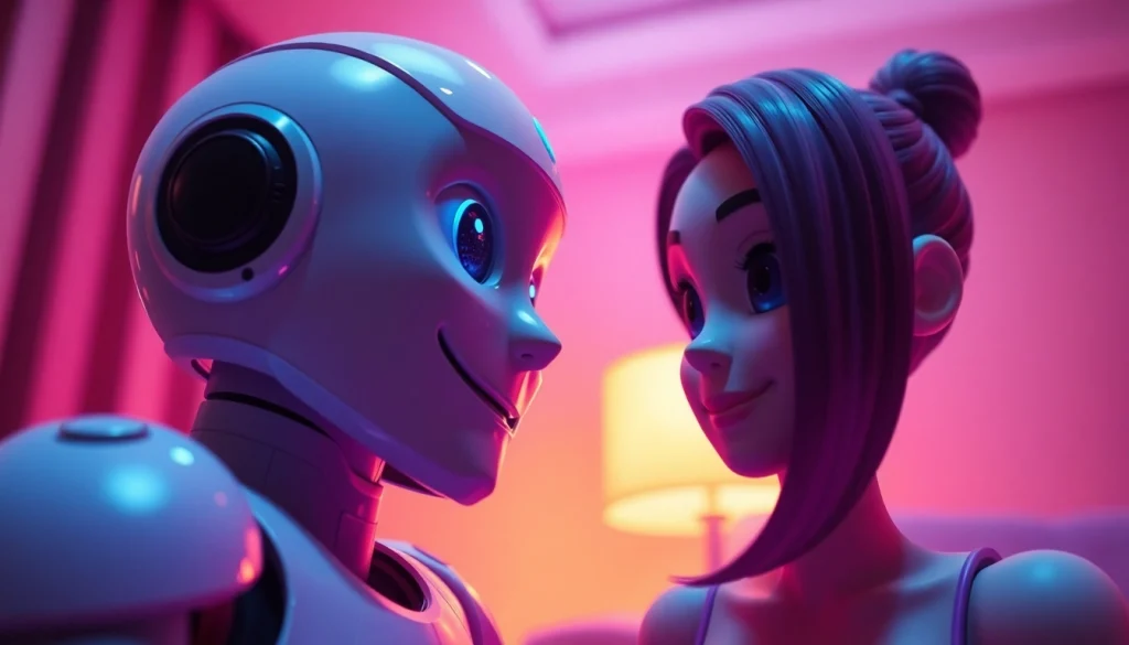 Engaging scene of an AI chatbot in a playful conversation, highlighting the concept of ai sex chat free.