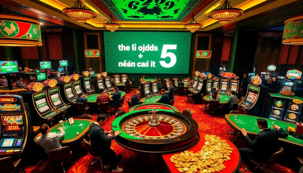 Explore the excitement of tỷ lệ kèo nhà cái 5 with gamblers at roulette and poker tables in a lively casino.