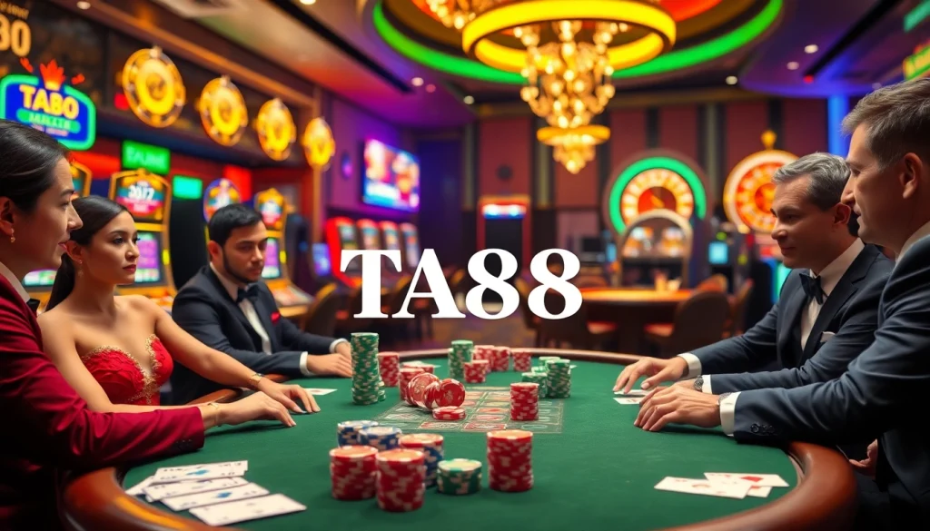 TA88 highlights thrilling gameplay at a luxurious poker table with colorful chips and cards.