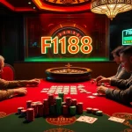 Experience the thrill of high-stakes poker at F168 casino, showcasing intense gameplay with vibrant chips and cards.